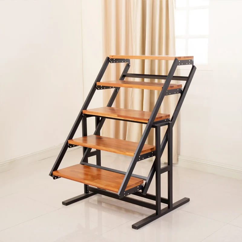 Mesa multifuncional de madera maciza y hierro forjado, apta para hogar u oficina. Diseño plegable, extensible y telescópico para almacenamiento, ideal como mesa de comedor, trabajo o estudio.